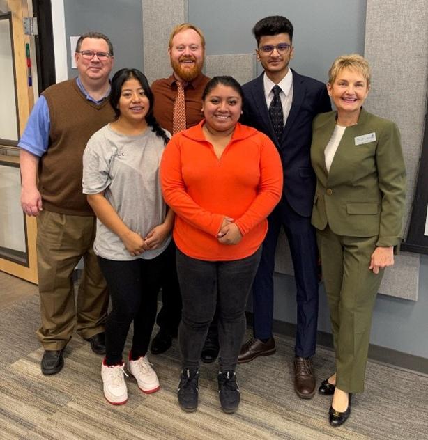 Dr. Marilyn Helms, Jurair Qureshi, Monica Bautista, Jim Dawson, Yessica Raymundo, and Dr. Gabrini